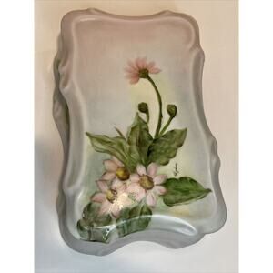 Vintage 1965 Hand painted Jewelry/Trinket Porcelain Box Lined By C Hayden